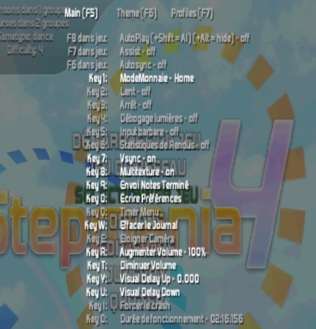 raccourcis clavier de Stepmania 4